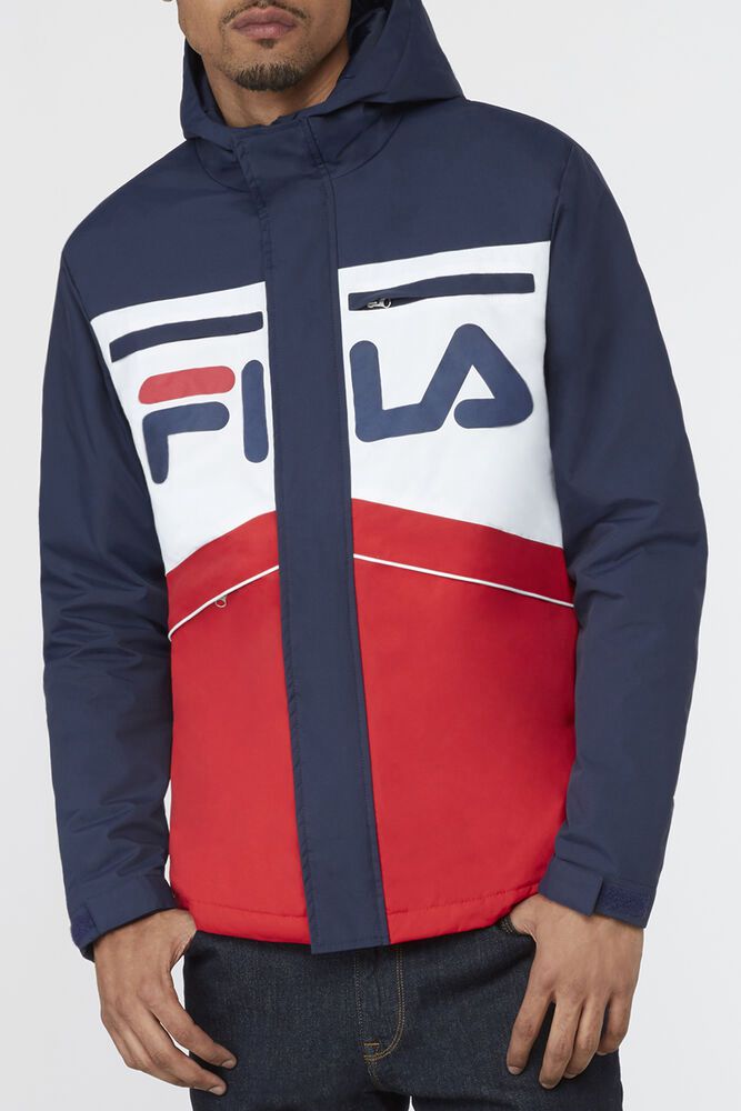 Fila Jacket Mens Navy/White/Red - Linden - Philippines 9024785-LR